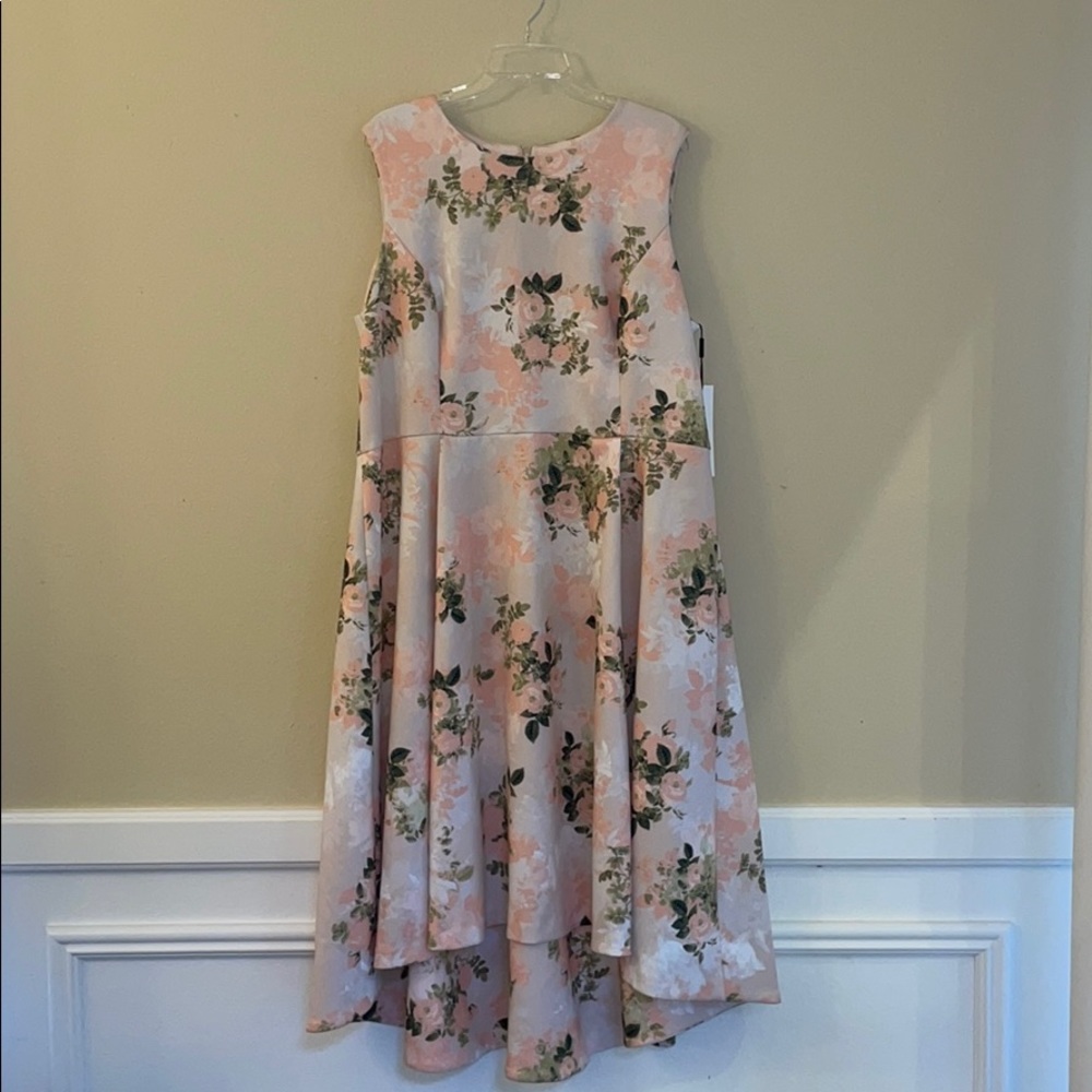 Calvin Klein Pink Floral Scuba High Low Dress 18W